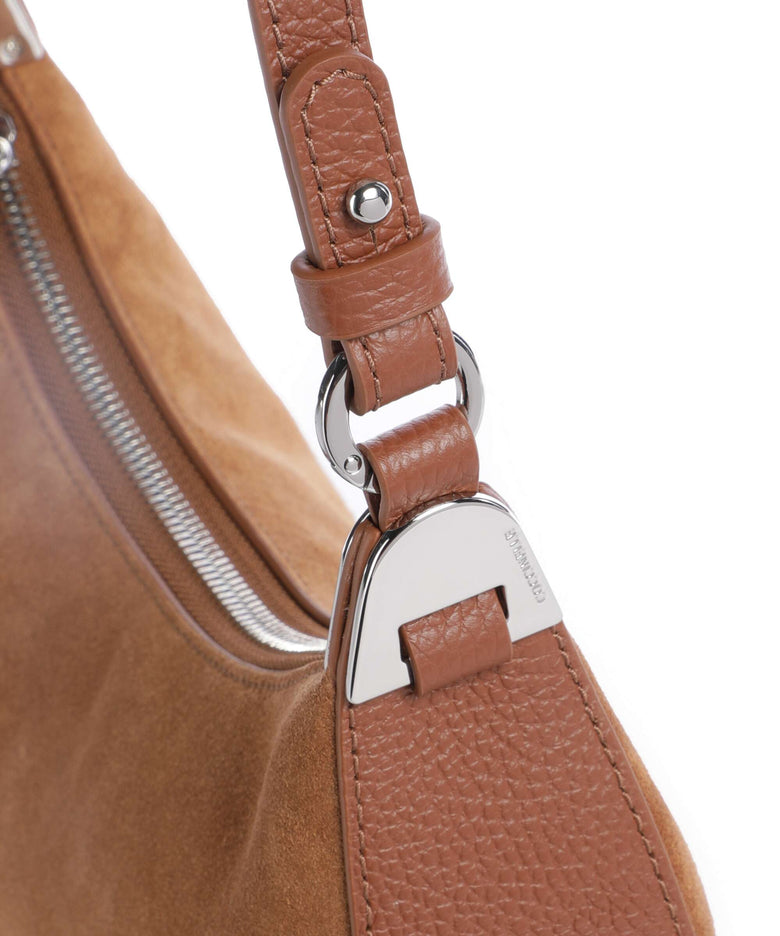 Coccinelle Fujiko Suede Crossbody bag cognac