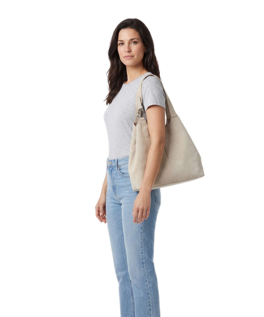 Coccinelle C-Easy Suede Hobo bag sandshell