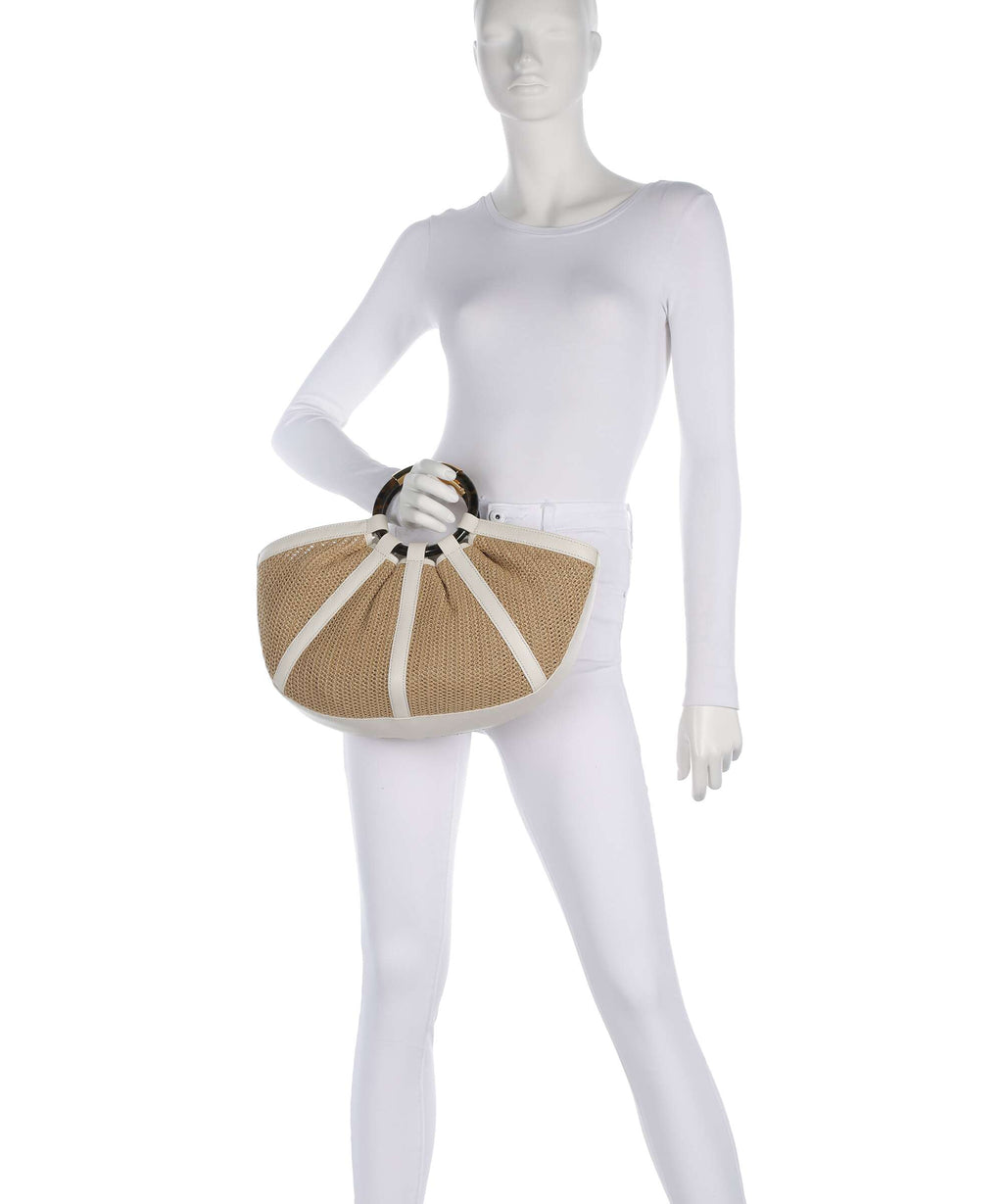 Coccinelle Shell Straw Handbag natural/pearl