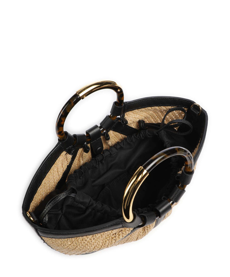 Coccinelle Shell Straw Handbag natural/noir