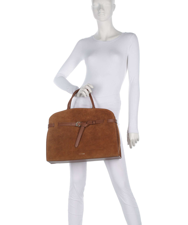 Coccinelle Sabine Suede Handbag cognac