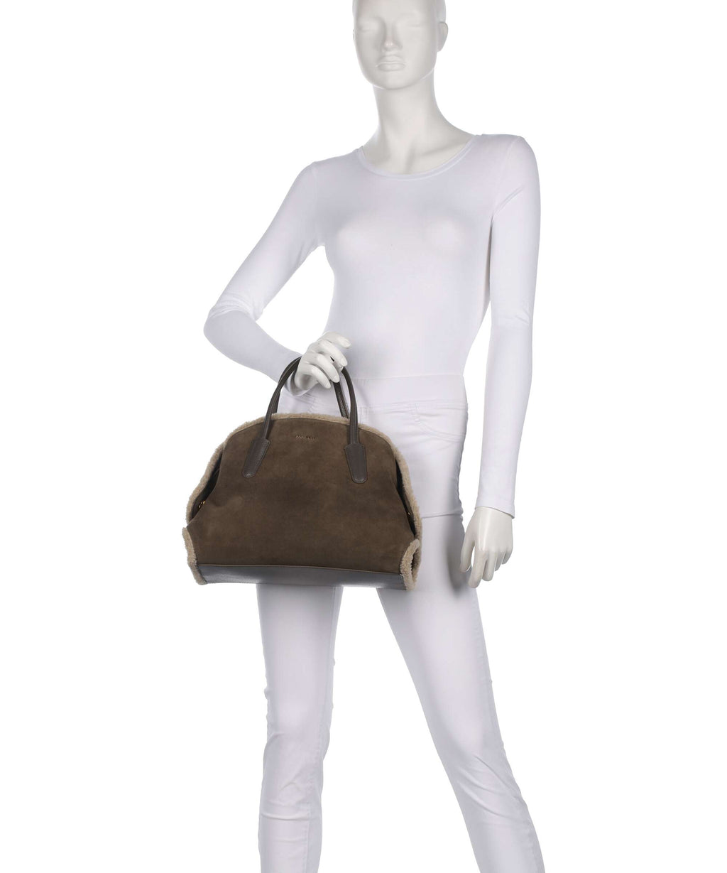 Coccinelle Tylde Suede Eco Handbag fango/warm taupe
