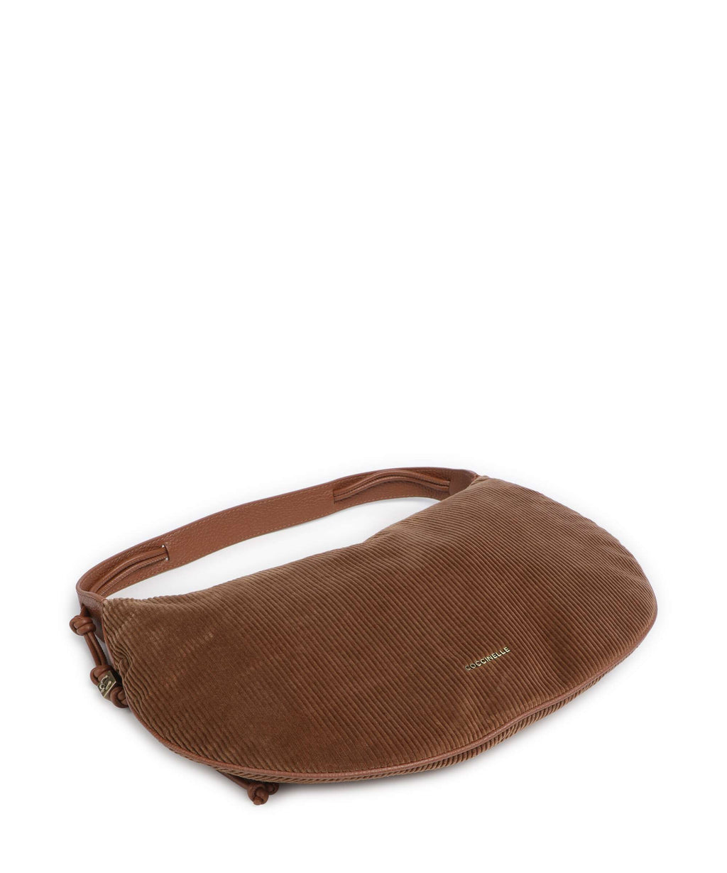 Coccinelle Thess Corduroy Hobo bag cognac