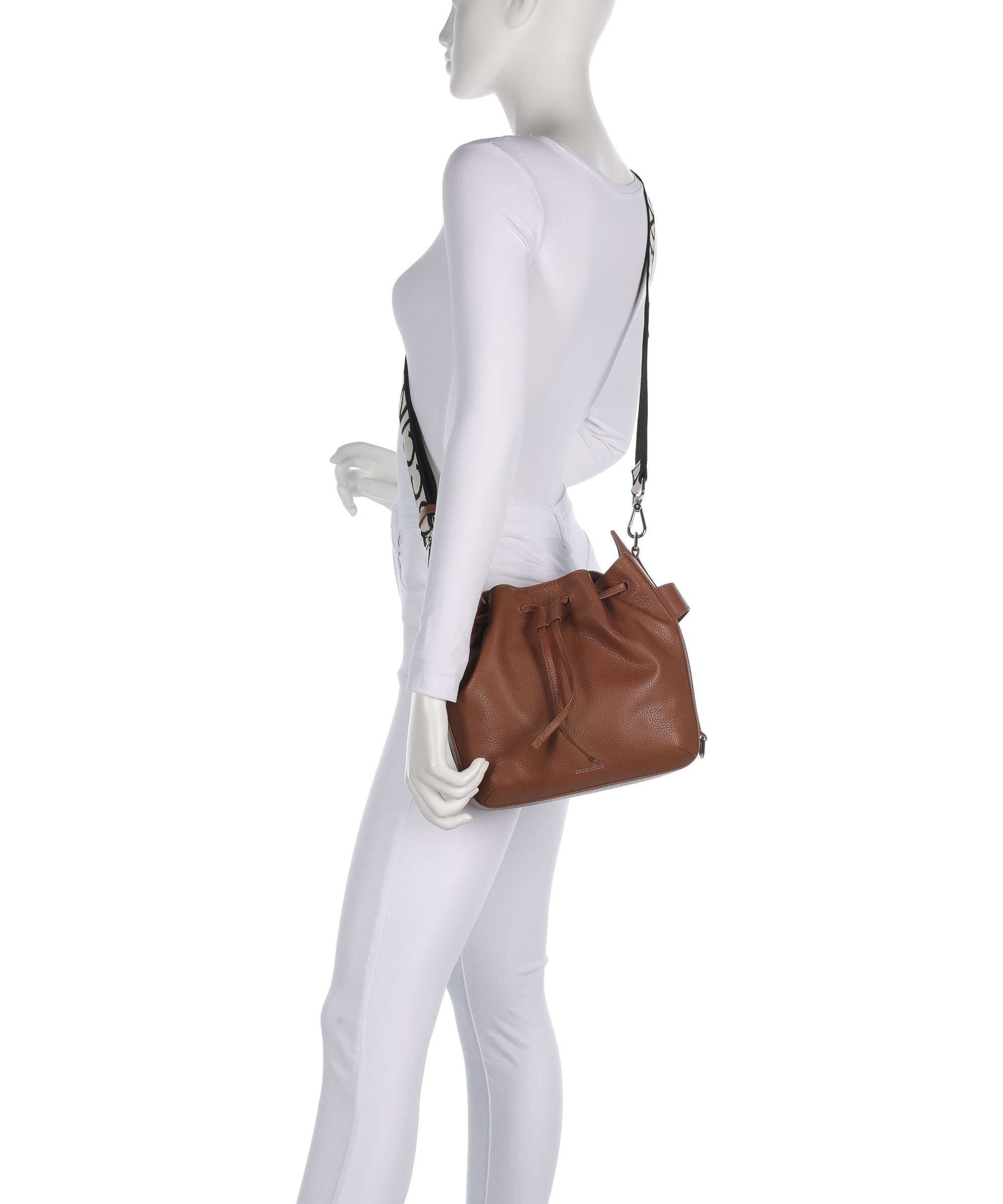 Coccinelle Gretel Ribbon Bucket bag cognac