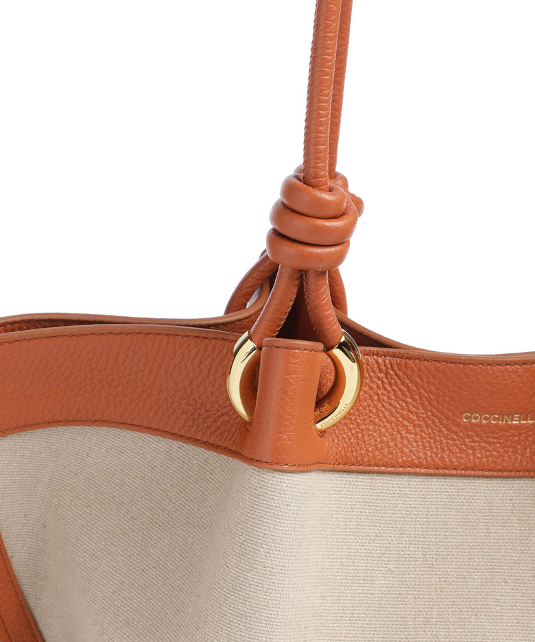 Coccinelle Finn Canvas Hobo bag natural/crab