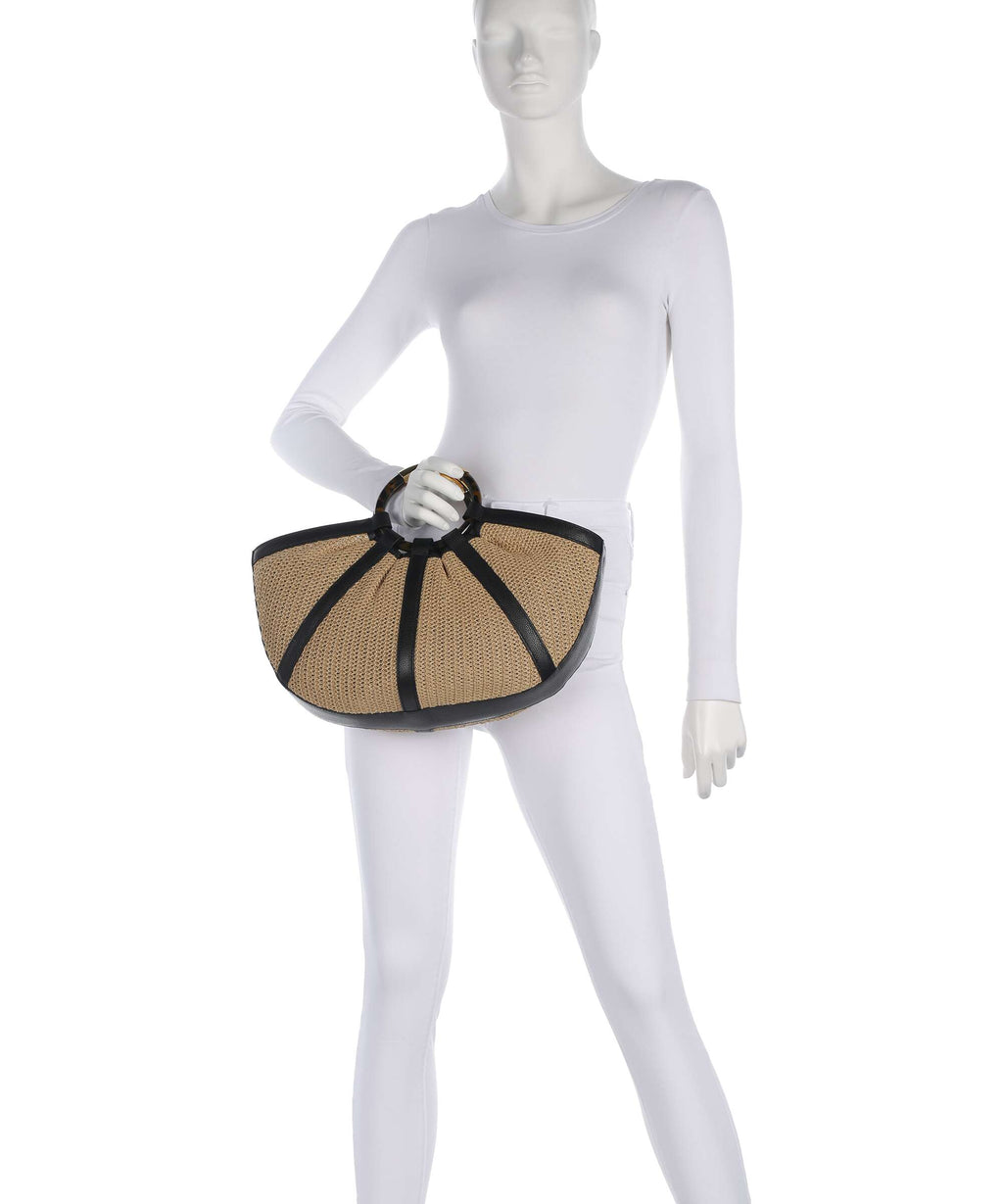 Coccinelle Shell Straw Handbag natural/noir