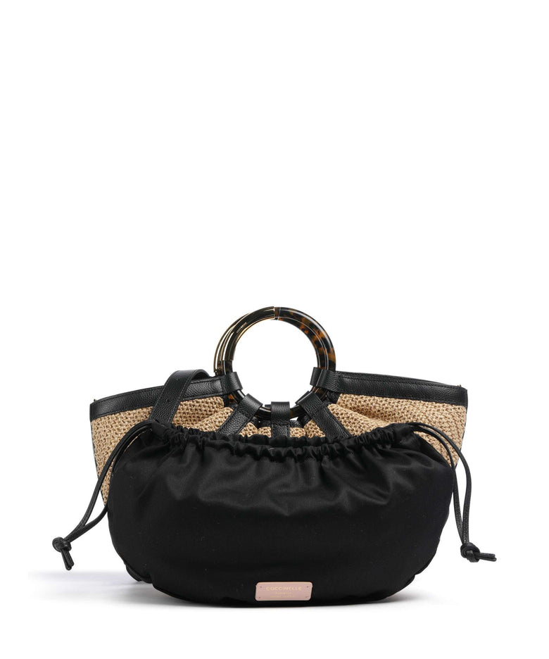 Coccinelle Shell Straw Handbag natural/noir
