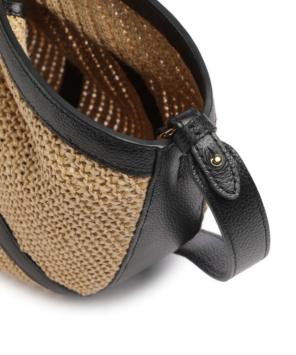 Coccinelle Shell Straw Handbag natural/noir