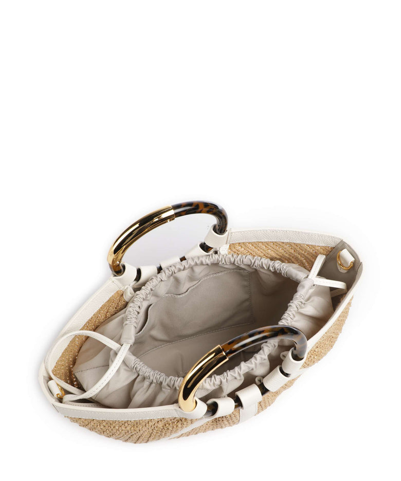 Coccinelle Shell Straw Handbag natural/pearl