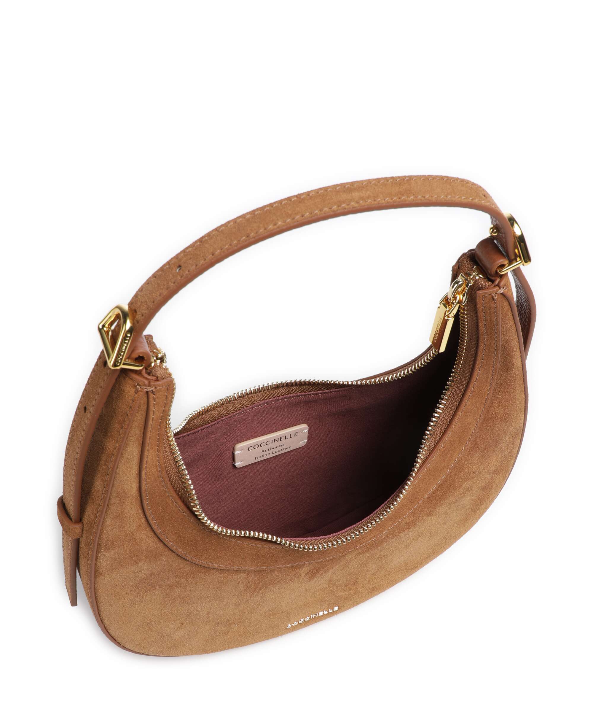 Coccinelle Whisper Suede Shoulder bag cognac