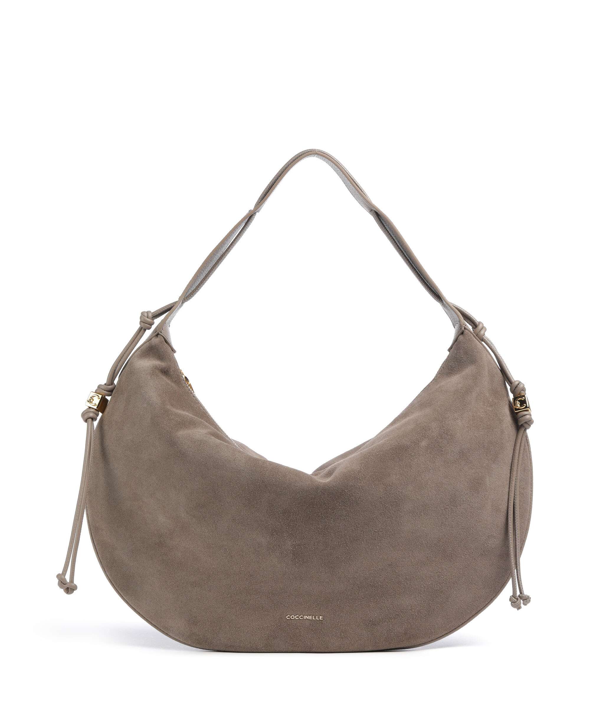 Coccinelle Thess Suede Hobo bag warm taupe