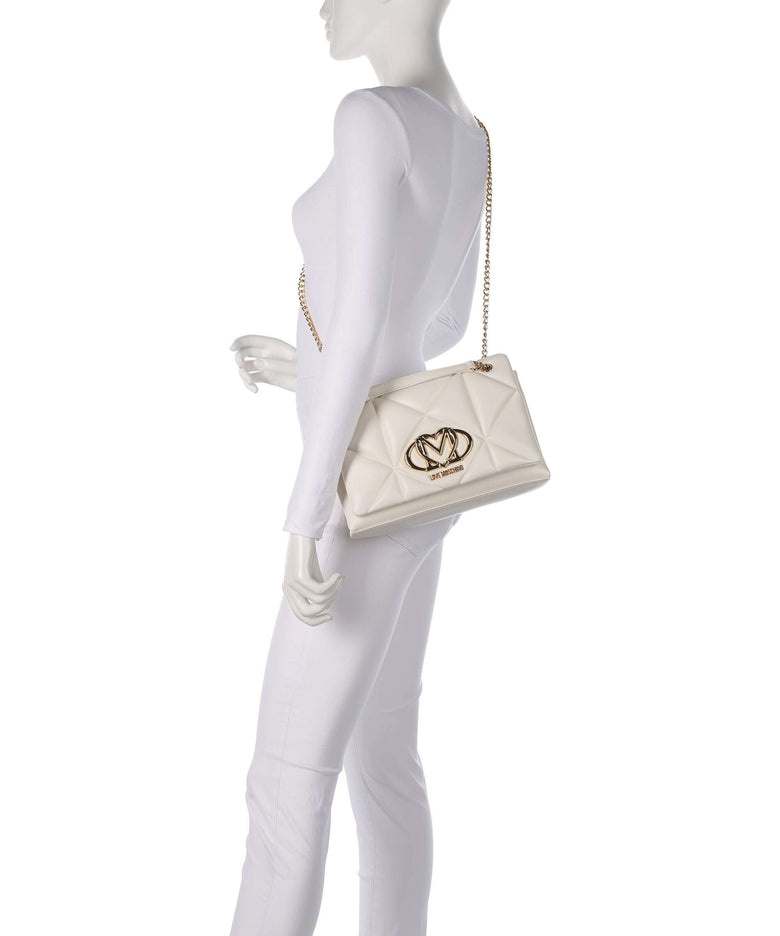 Love Moschino Embossed Q Shoulder bag ivory