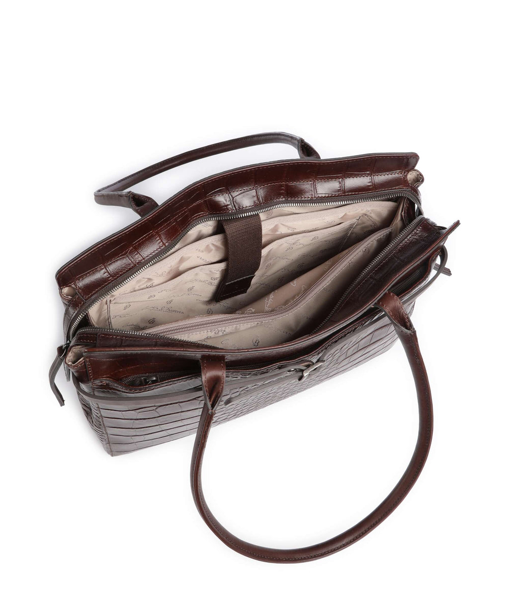 Castelijn & Beerens Croco Tess Briefcase mocca