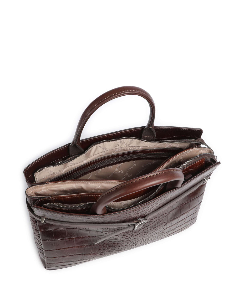Castelijn & Beerens Croco Kaat Briefcase mocca