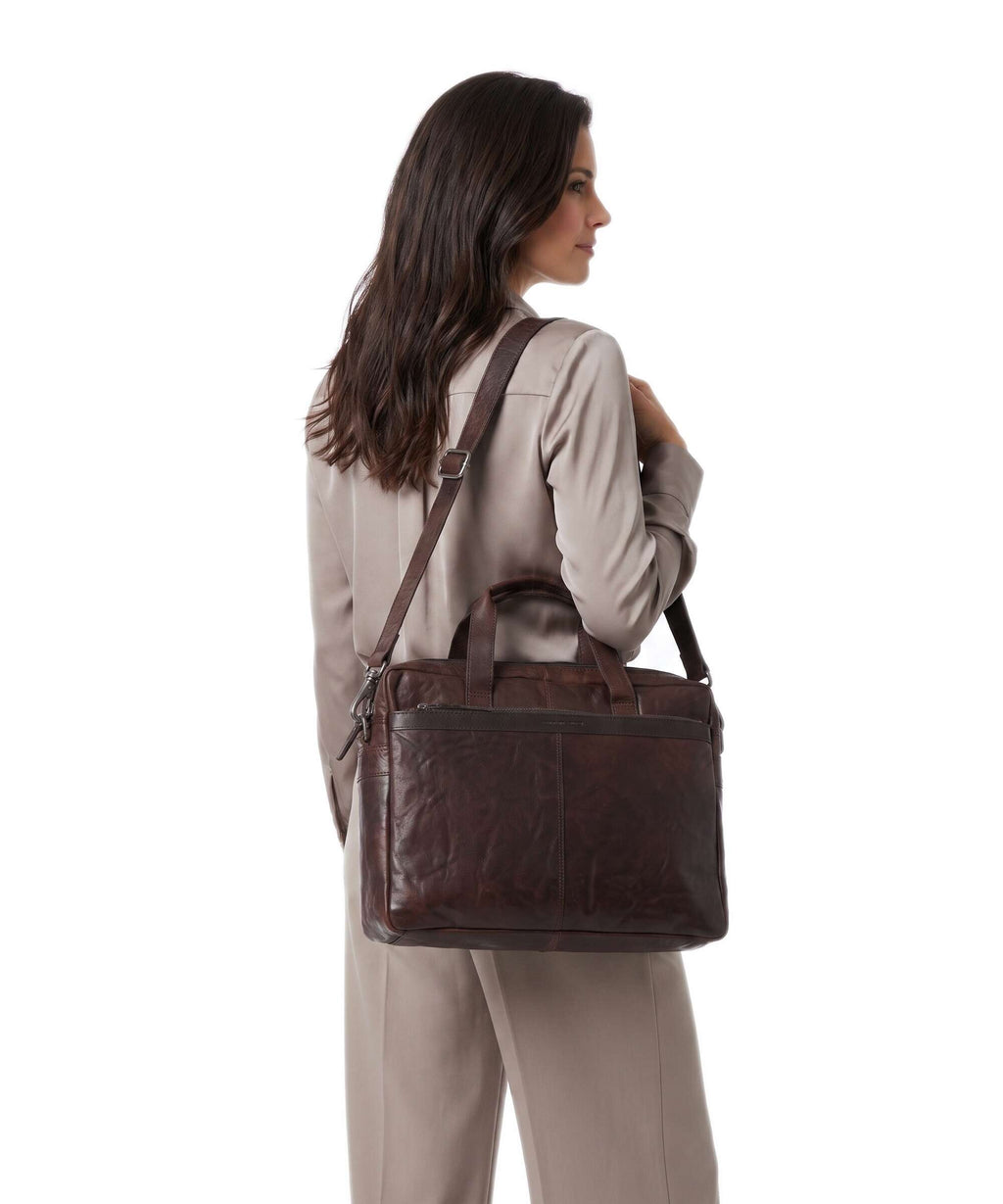 Spikes & Sparrow Bronco Colorado Briefcase dark brown