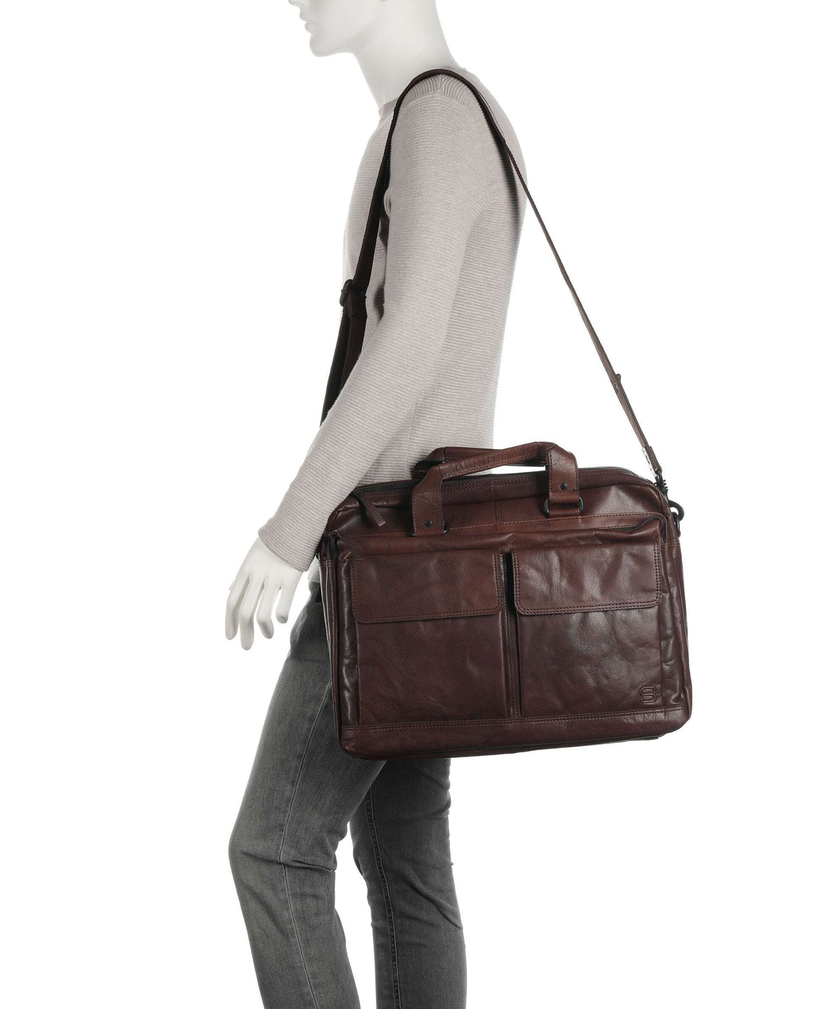 Spikes & Sparrow Bronco Briefcase dunkelbraun