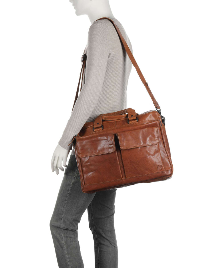 Spikes & Sparrow Bronco Briefcase cognac