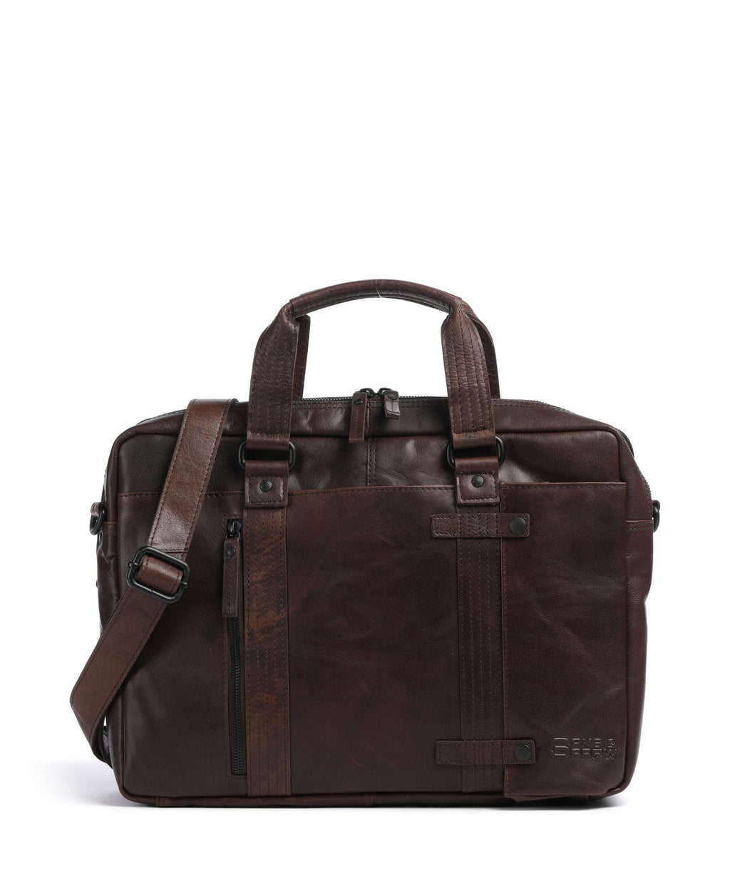 Spikes & Sparrow Bronco Dexter Briefcase dark brown