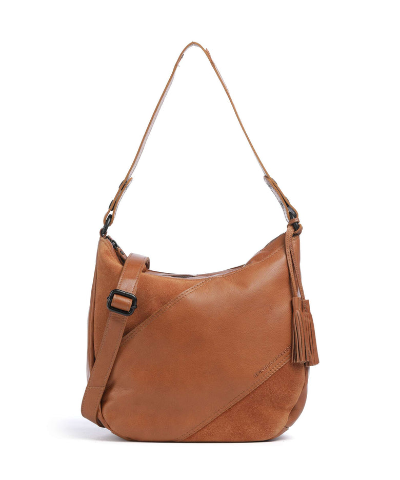 Spikes & Sparrow Suede Mix Natalia Hobo bag brandy