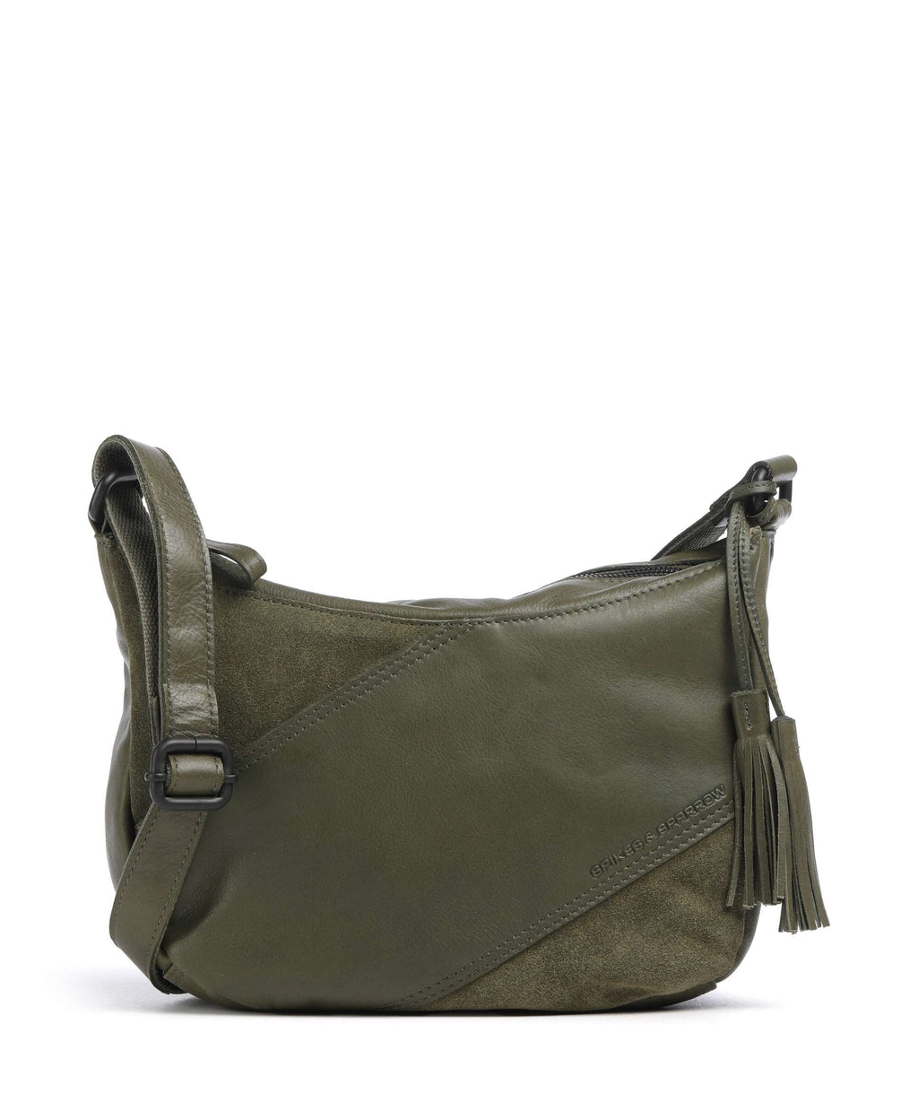 Spikes & Sparrow Suede Mix Lorain Crossbody bag green