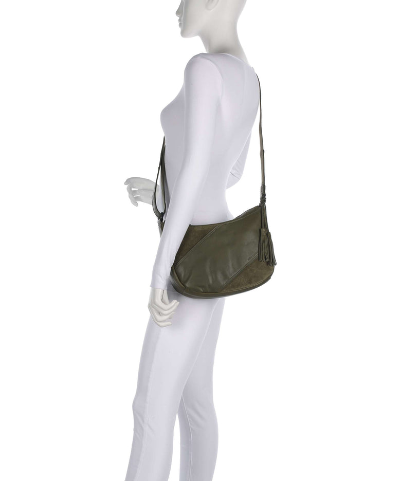 Spikes & Sparrow Suede Mix Lorain Crossbody bag green