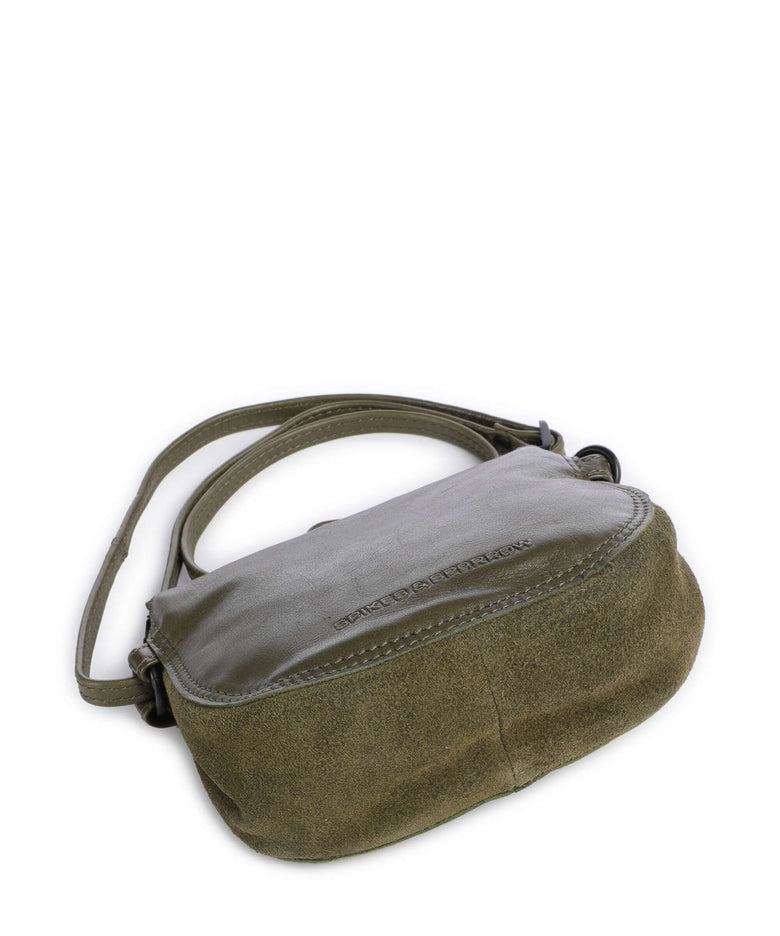 Spikes & Sparrow Suede Mix Delaine Crossbody bag green
