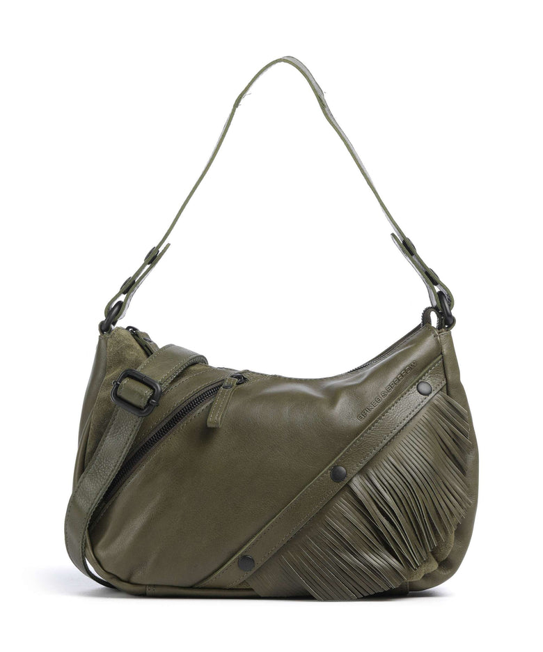Spikes & Sparrow Suede Mix Jadeline Shoulder bag green