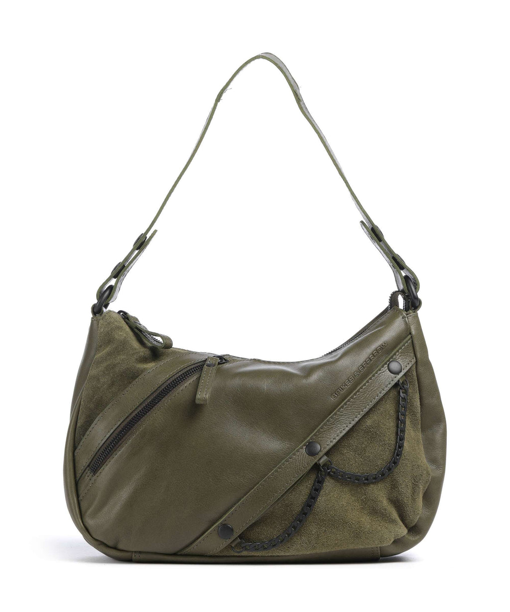 Spikes & Sparrow Suede Mix Jadeline Shoulder bag green
