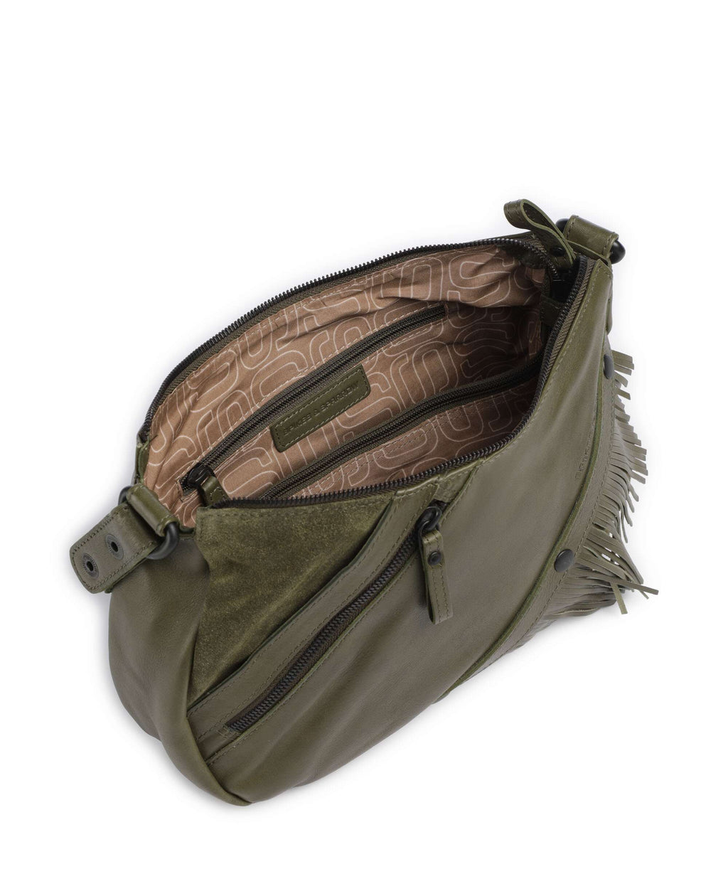 Spikes & Sparrow Suede Mix Jadeline Shoulder bag green