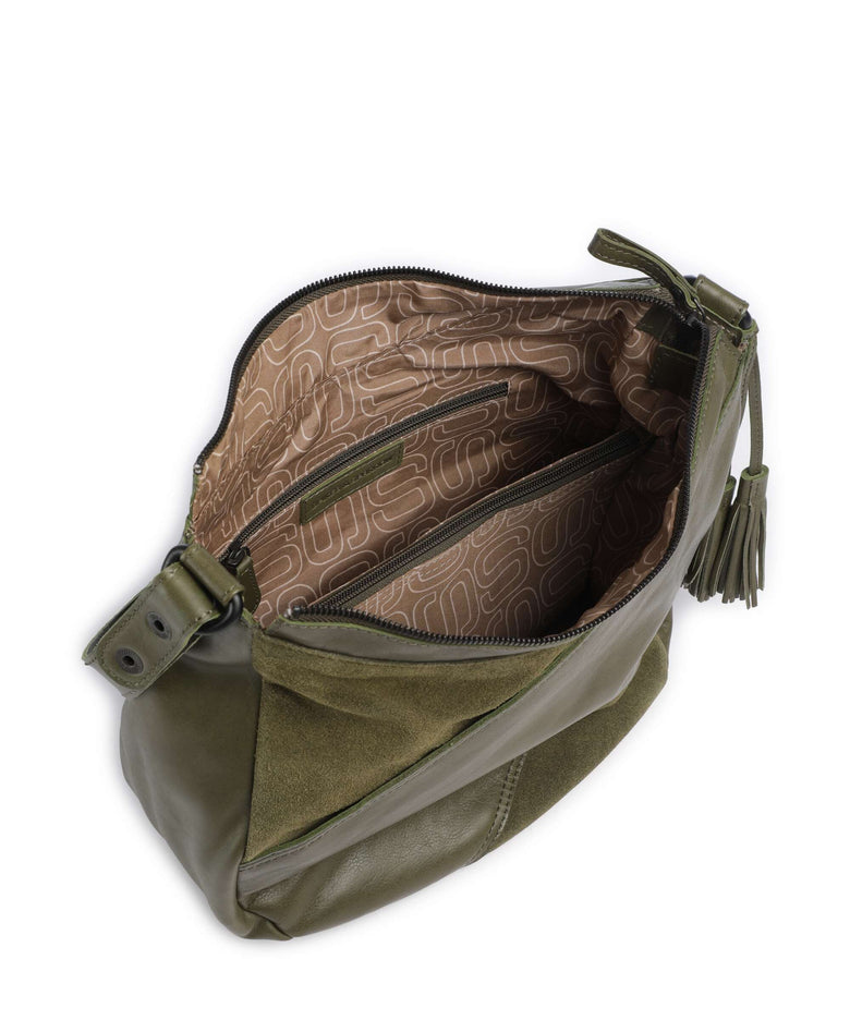 Spikes & Sparrow Suede Mix Natalia Hobo bag green
