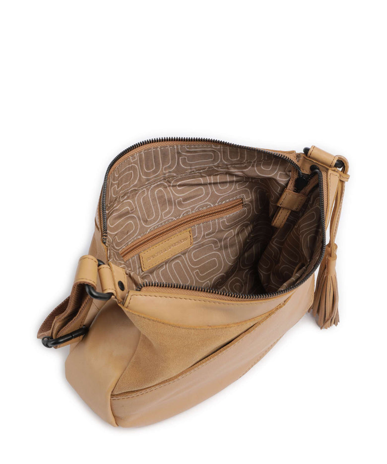 Spikes & Sparrow Suede Mix Lorain Crossbody bag camel