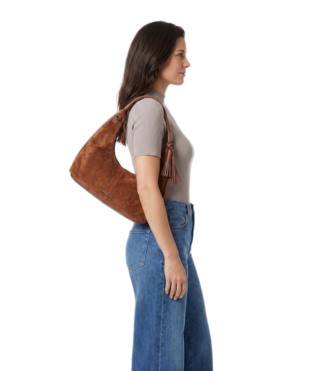 Spikes & Sparrow Suede Mix Gwyn Hobo bag mocca