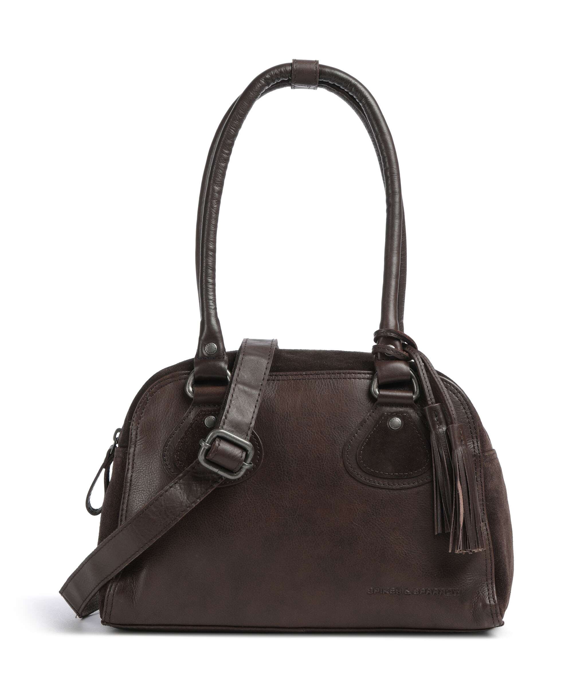 Spikes & Sparrow Suede Mix Sienna Shoulder bag dark brown
