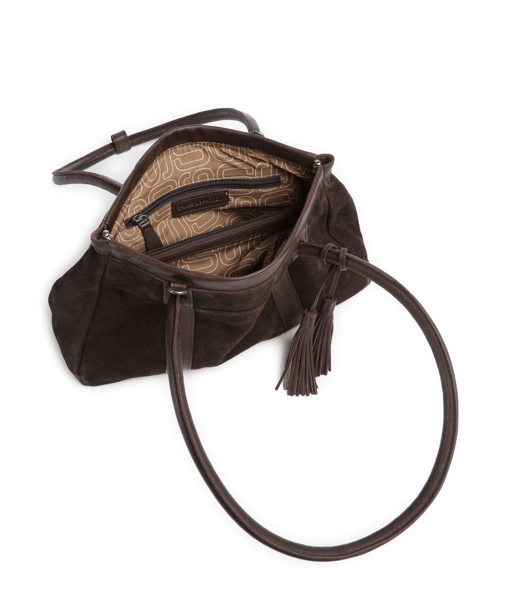 Spikes & Sparrow Suede Mix Milania Shoulder bag dark brown
