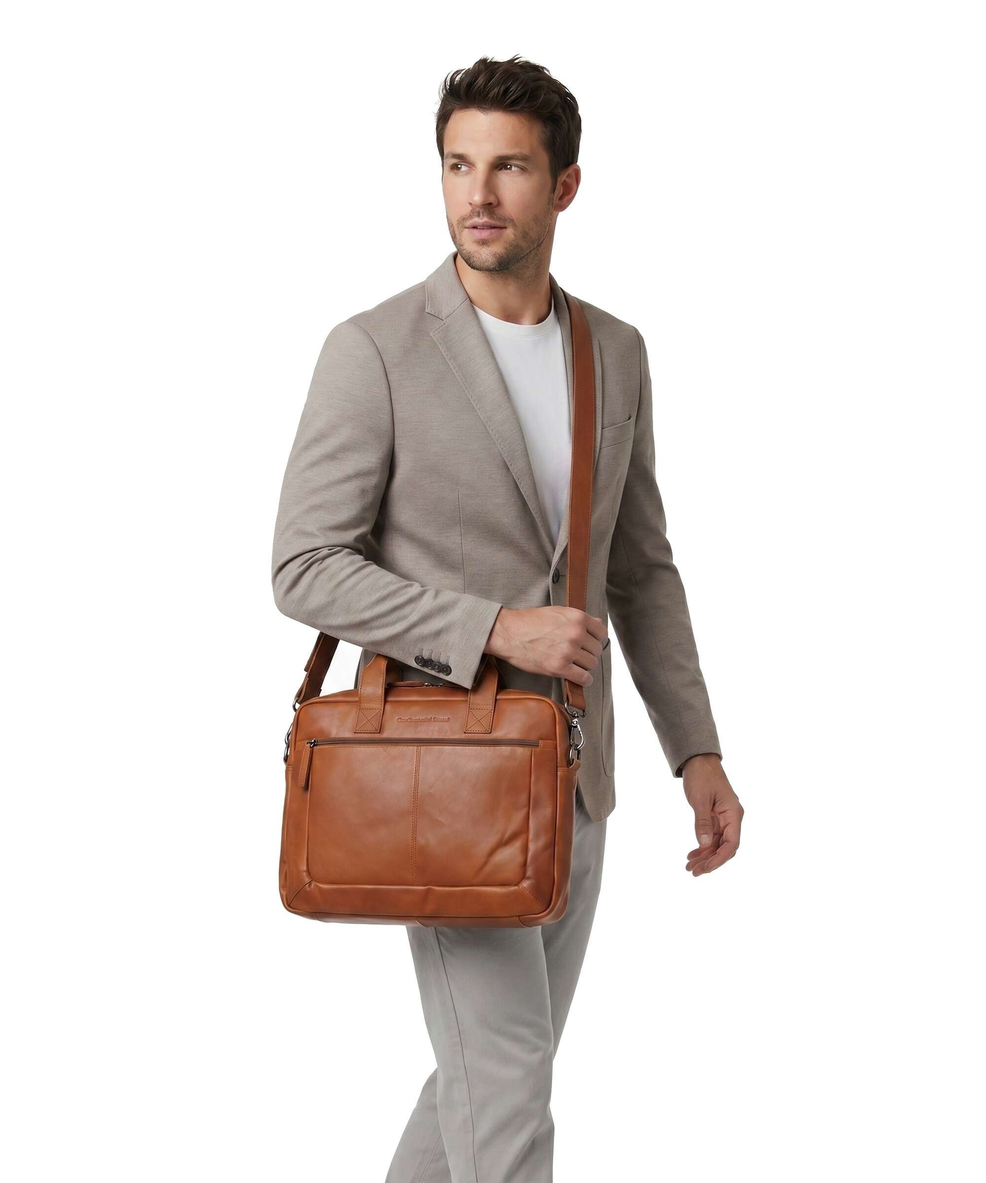 The Chesterfield Brand Calvi Briefcase cognac