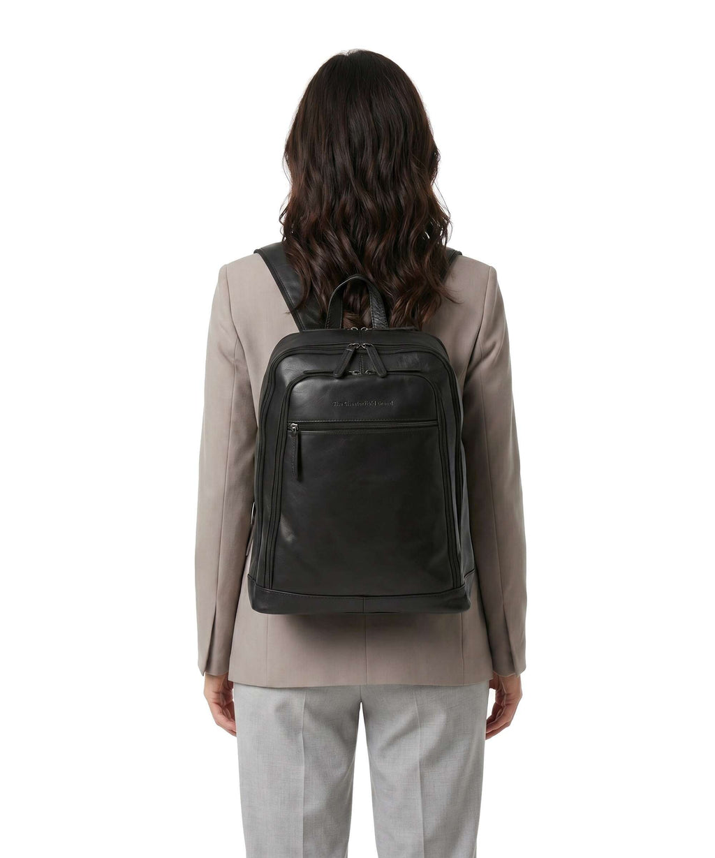 The Chesterfield Brand Wax Pull Up Cow Detroit Backpack black