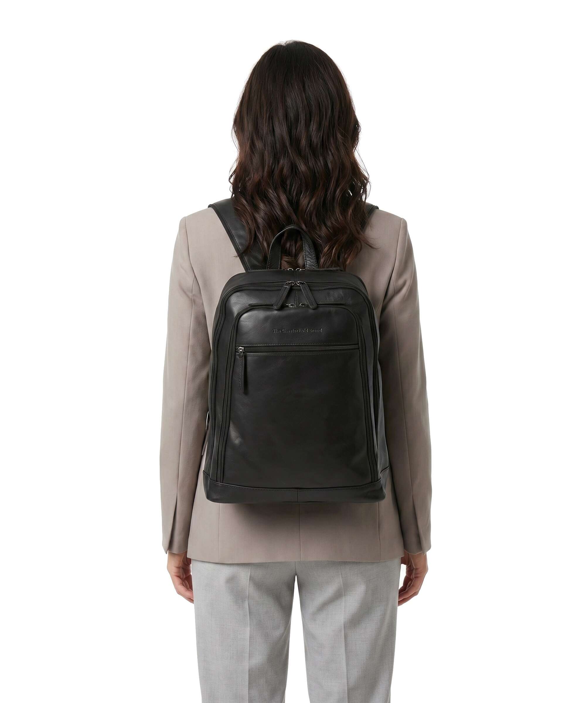 The Chesterfield Brand Wax Pull Up Cow Detroit Backpack black