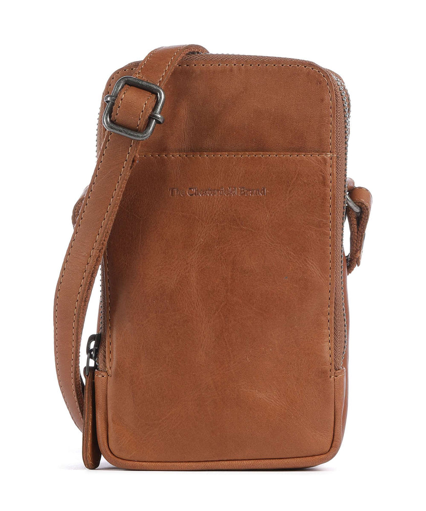 The Chesterfield Brand Cow Wax Pull Up Alesund Phone bag cognac