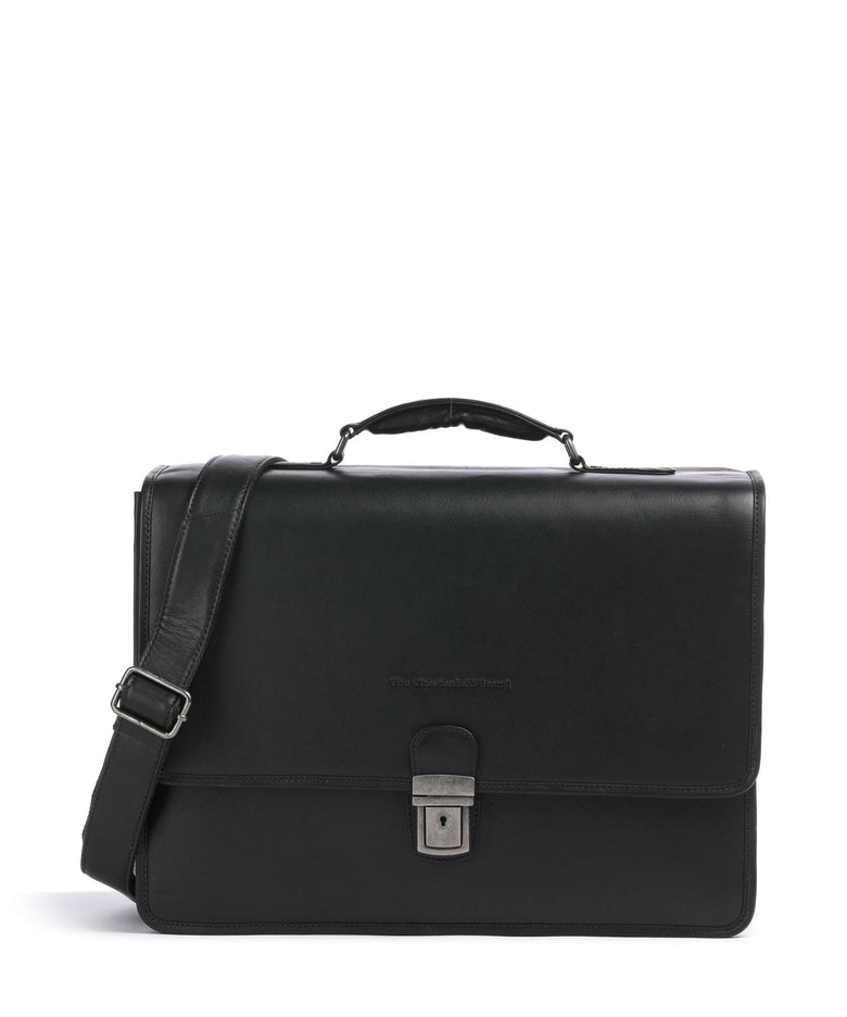 The Chesterfield Brand Cow Wax Pull Up Glenwood Briefcase black