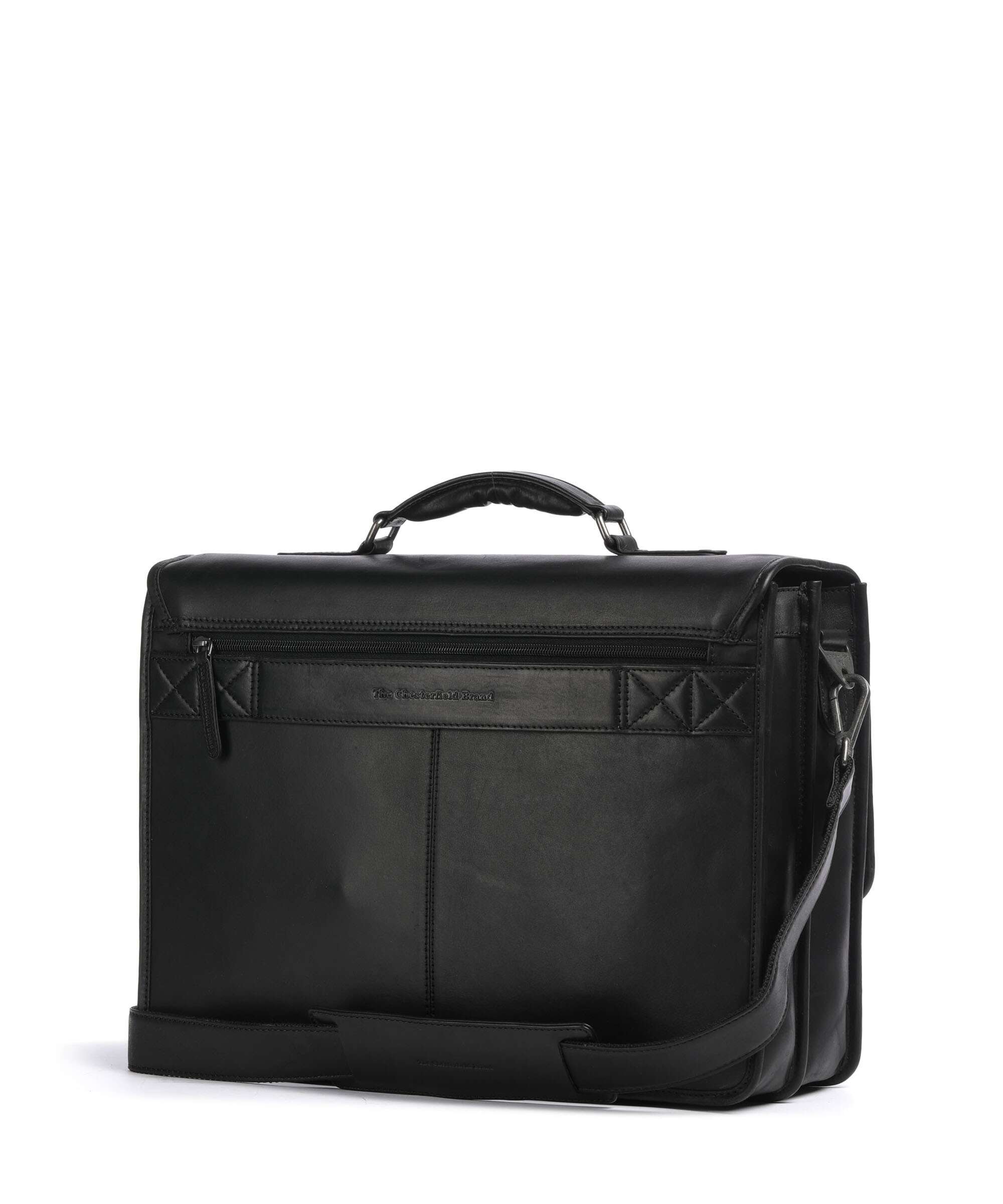 The Chesterfield Brand Wax Pull Up Cow Glenwood Briefcase black