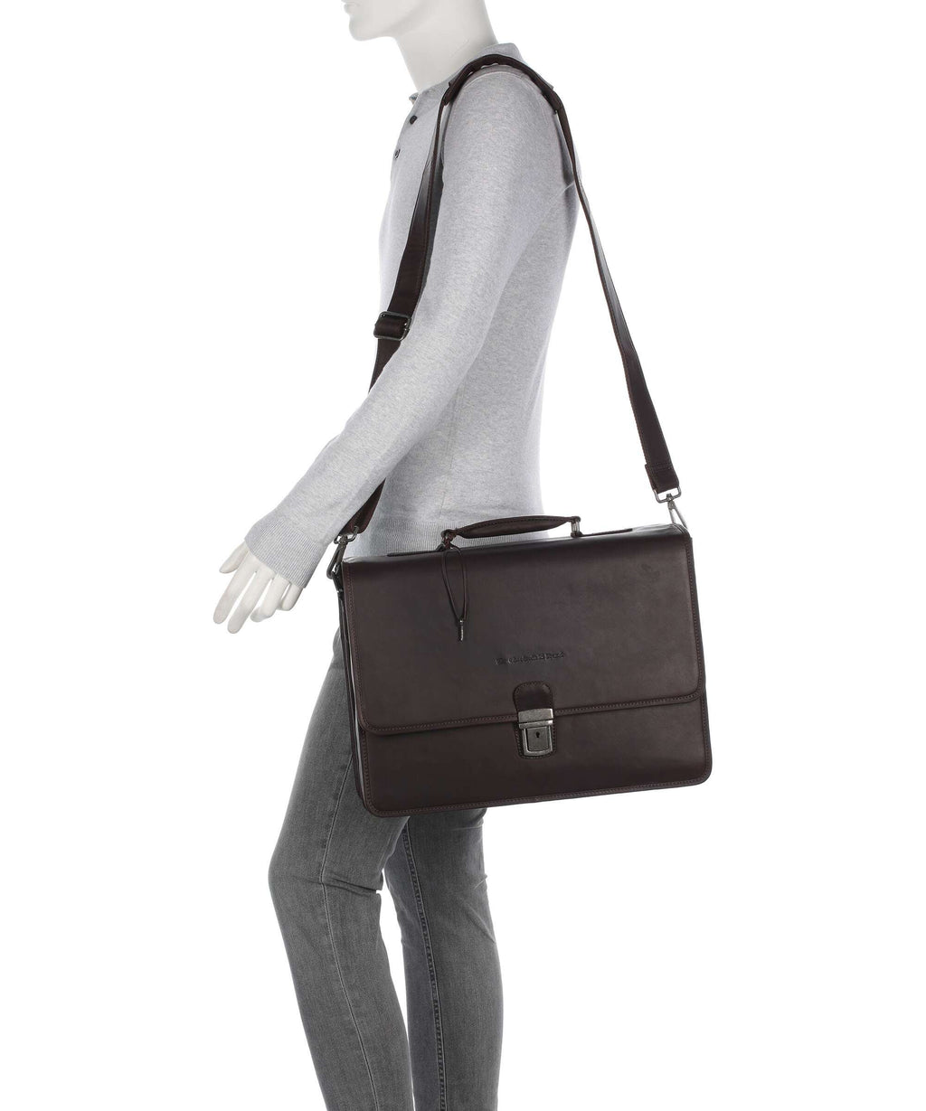 The Chesterfield Brand Wax Pull Up Cow Glenwood Briefcase brown