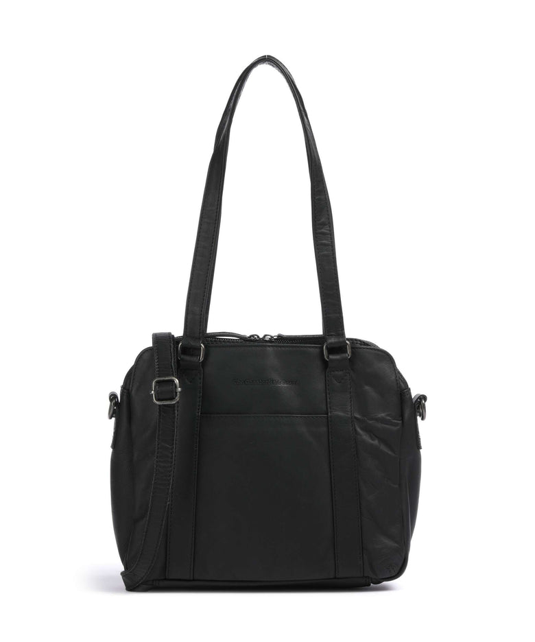 The Chesterfield Brand Cow Wax Pull Up Porlezza Shoulder bag black