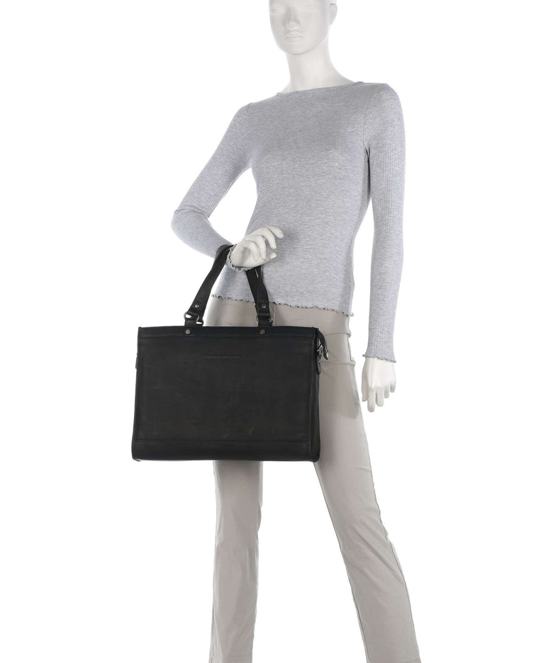 The Chesterfield Brand Cow Wax Pull Up Manly Tote bag black