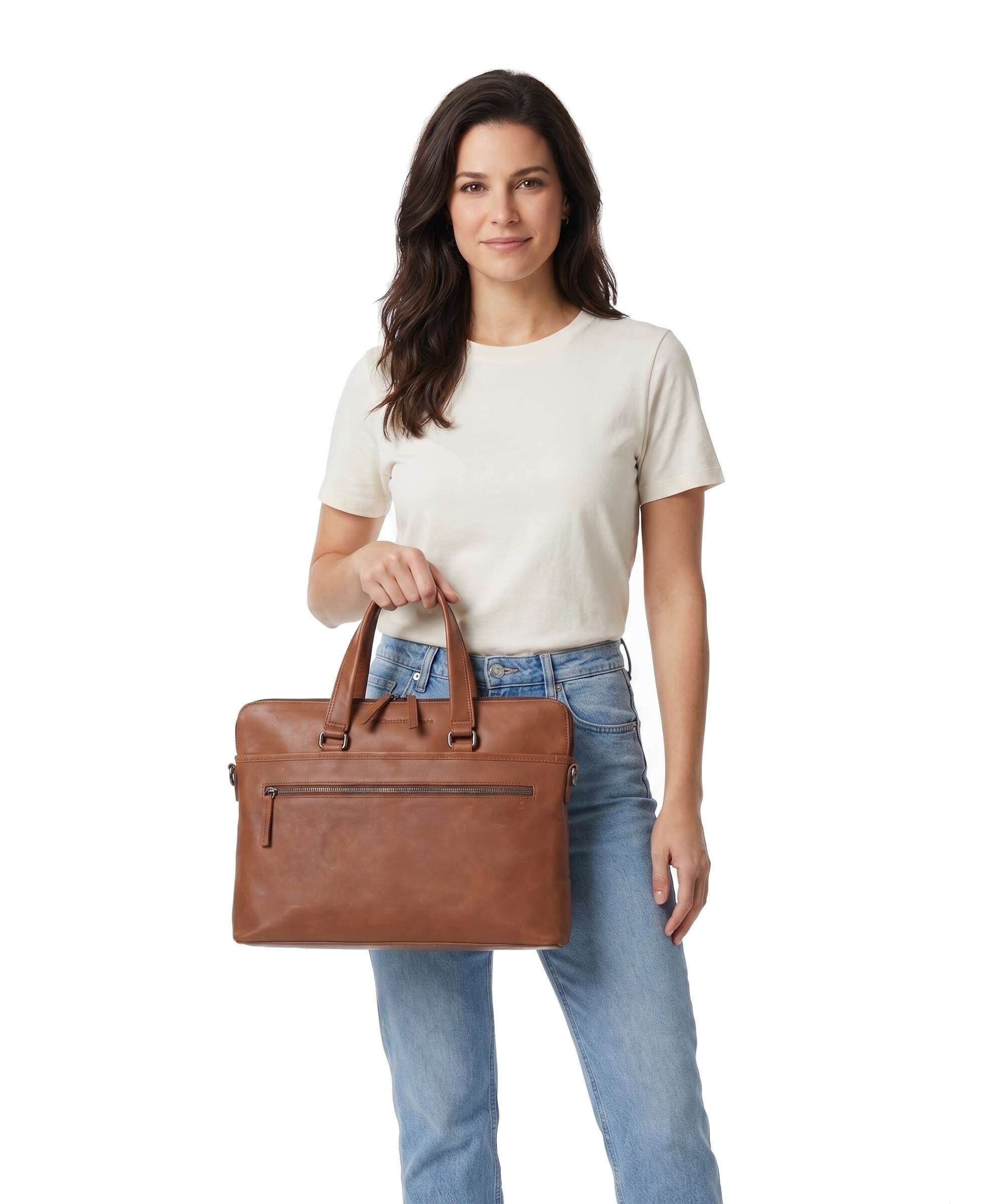 The Chesterfield Brand Wax Pull Up Cow Elvas Laptop bag cognac