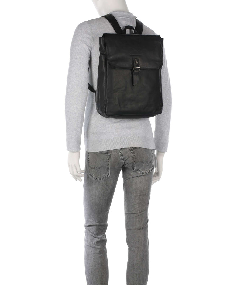 The Chesterfield Brand Wax Pull Up Cow Farrow Backpack black