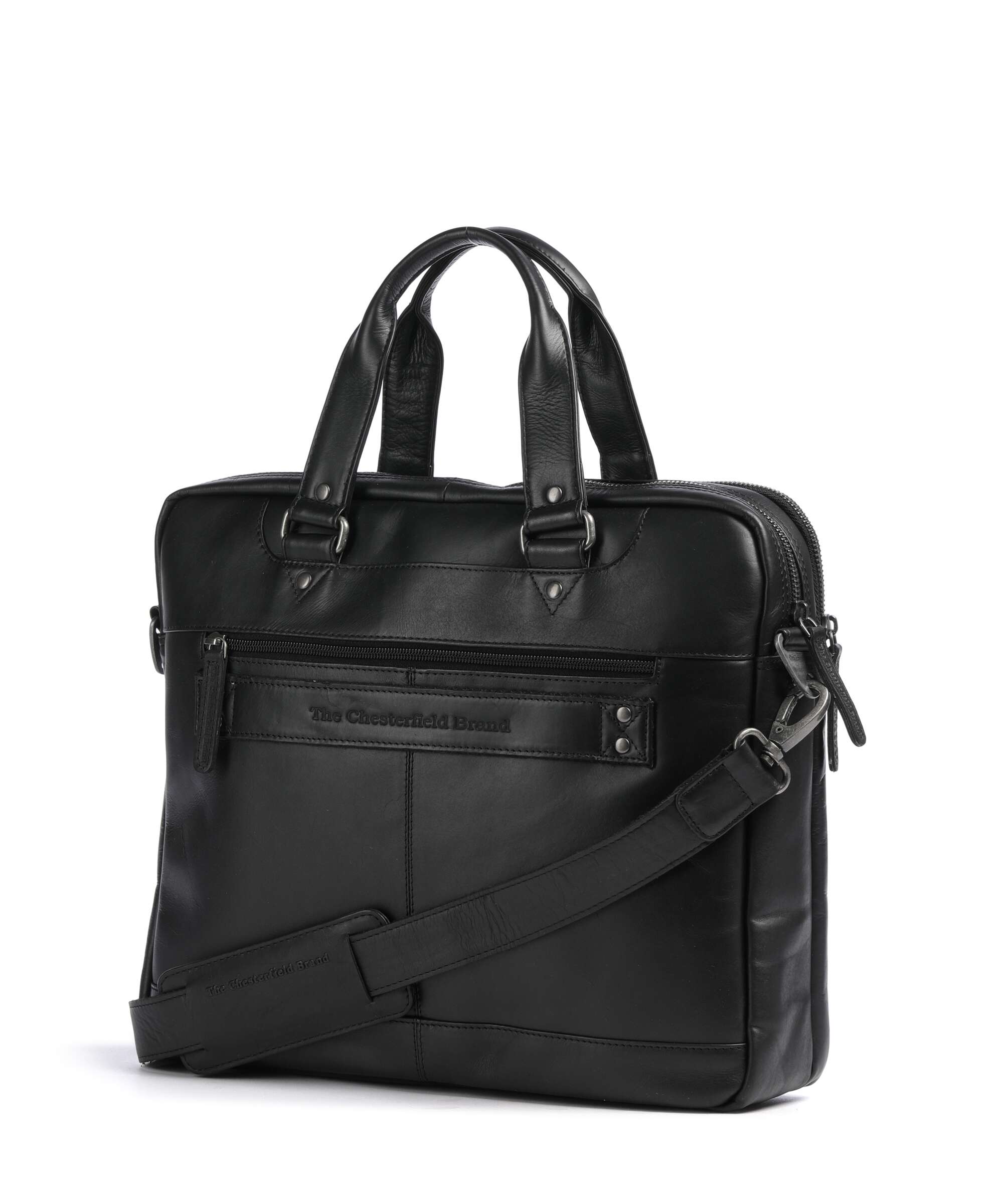 The Chesterfield Brand Wax Pull Up Cow Montara Laptop bag black