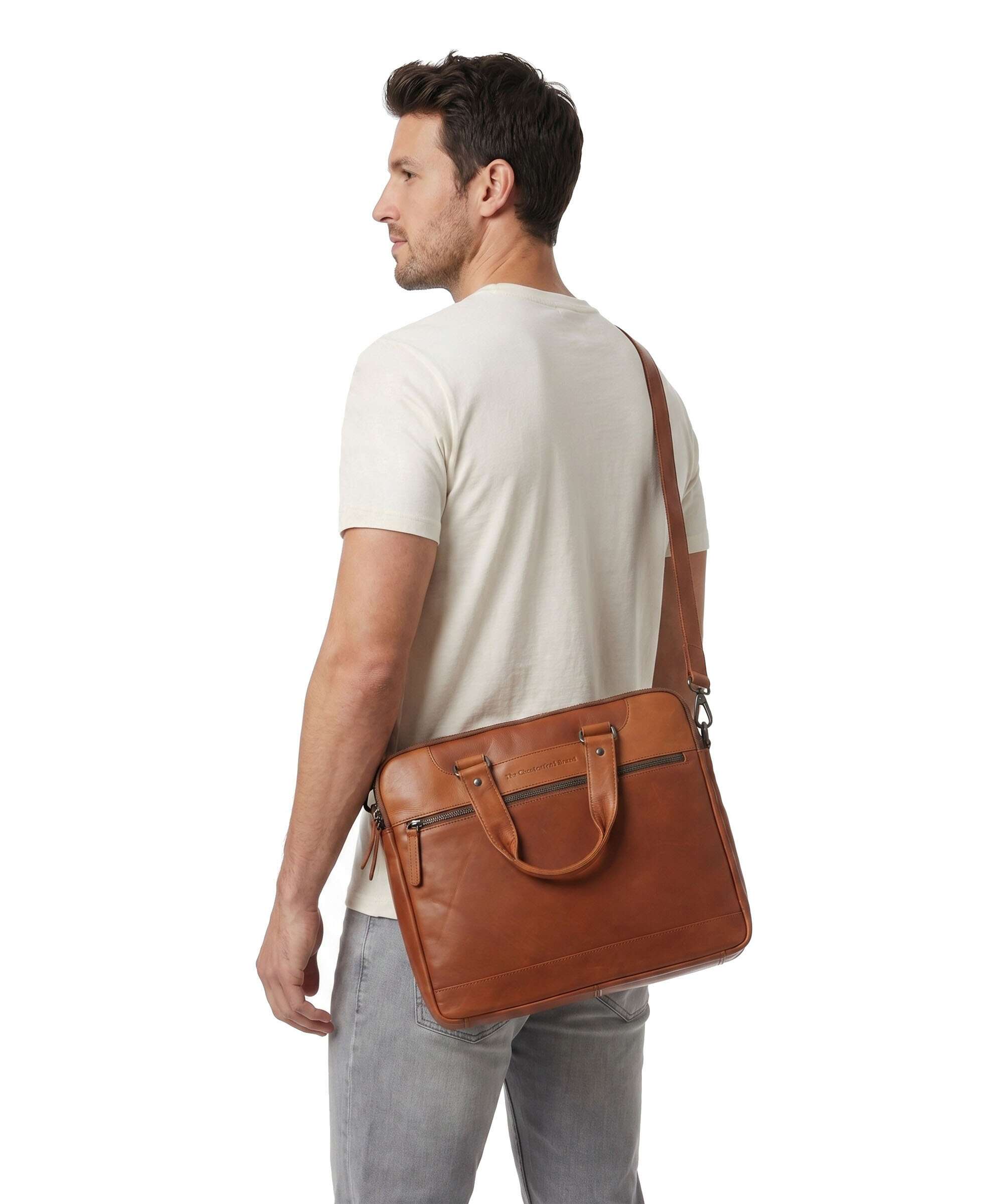 The Chesterfield Brand Wax Pull Up Cow Montara Laptop bag cognac