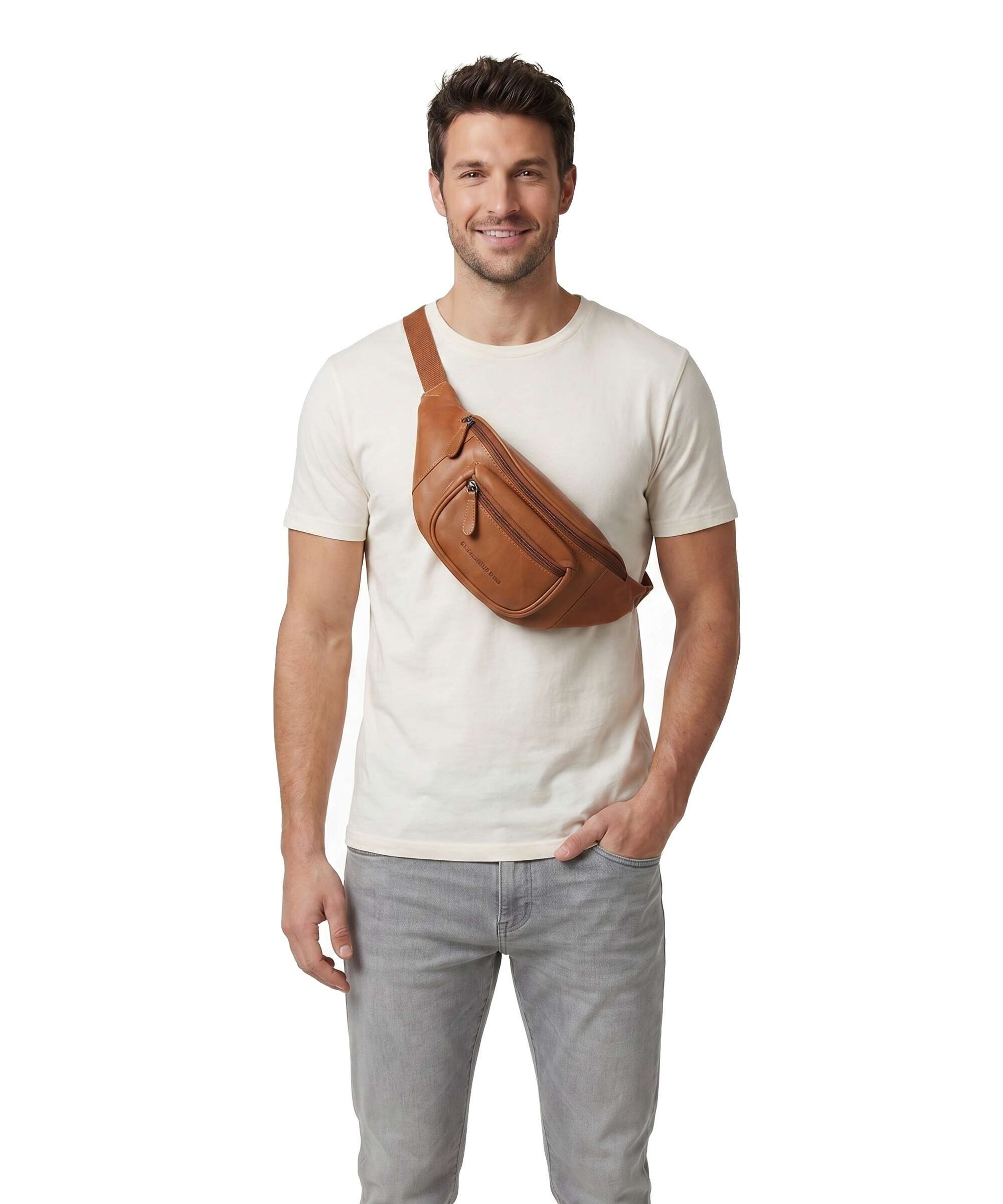 The Chesterfield Brand Cow Wax Pull Up Vernio Belt bag cognac
